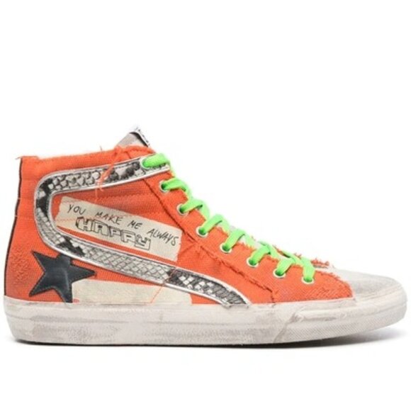 Golden Goose Slide Classic High Top Sneaker in Orange Fluo Size 9 - Picture 1 of 14